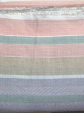 Pink Turquoise & Tan Stripe Cotton Fabric 59" wide x 2 7/8 yds